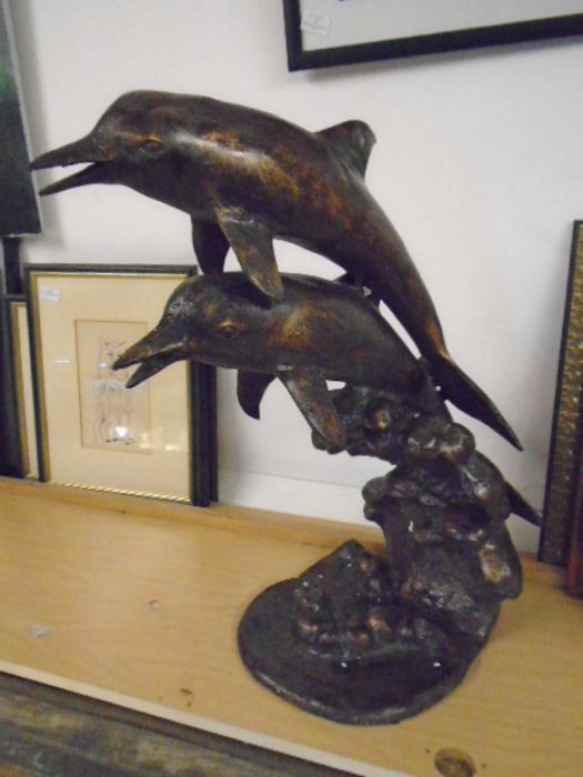 Metal Dolphin statue approx 60cm tall - Image 2 of 2