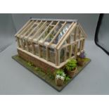 Scratch built 'Victorian' greenhouse,26 x 16cm tall hand made by a local gentleman for this years