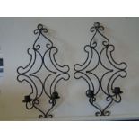 Pair of decorative metal wall candle sconces