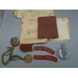 Helvetia military pocket watch, Soldiers service and paybook, pocketwatch and other paperwork