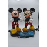 Pair of Mickey mouse retro telephones37cm