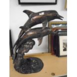 Metal Dolphin statue approx 60cm tall