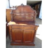 Mahogany chiffonier, decor at top broken but parts in drawer