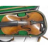 Violin by Joseph Guarnerius, no makers name on the bow, as found
