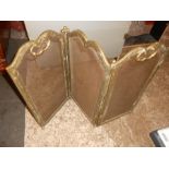 Brass 3 Fold Fire Guard each panel 26 x 53 cm and tapestry fire screen