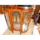 Vintage Inverted Bow front display cabinet with 2 shelves 104 cm wide 116 cm tall