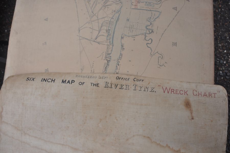 Vintage 6 inch (scale) map of the River Tyne 'wreck chart' dated 1907, very large map not under - Image 6 of 6