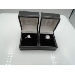 2 Costume jewellery rings in boxes size - I (smaller stone) and size - K (larger stone)
