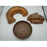 A Vintage Copper Jelly/Cream mould depicting a basket of fruits, with wall hanging ring 25cm