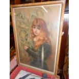 Antique Print of Girl 21 x 14 inches
