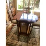 Reproduction extending pedestal dining table and chairs ( buyer to collect from a property in