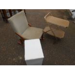 Vintage Rocking Chair for reupholstery , Tea Trolley and Linen Bin
