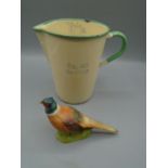 Aynsley pheasant and enamel measuring jug