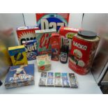 Retro/ vintage household cleaning products, vintage boxed coke bottle, pin up calender etc