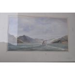 Guy Todd watercolour of lakeland scene with steam boat. framed, 62 x 44 cm