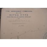 Vintage 6 inch (scale) map of the River Tyne 'wreck chart' dated 1907, very large map not under