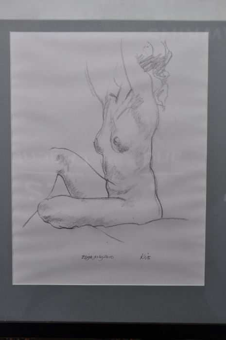 Kit Cooper - Pencil Female Form Study framed 45 x 53.5 cm