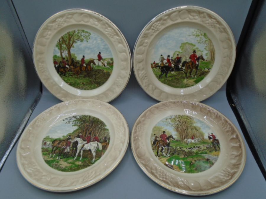 Palissy hunting scene picture plates x 4