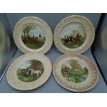 Palissy hunting scene picture plates x 4