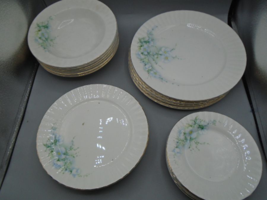 Royal Stafford part dinner service, white with flower design comprising of 6 dinner plates, 6 side - Image 2 of 6