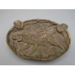 Brass ashtray depicting a setter dog