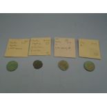 Roman coins x4 Emperors Claudius- Domitian, Trajan 14AD-117AD. These following lots are as found