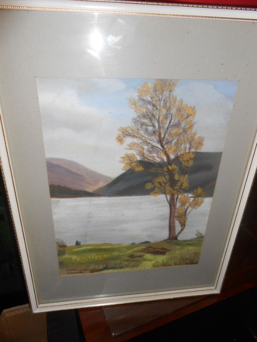 D Hart Watercolour Ullswater 22 x 28 cm and Dereck Green Watercolour Church and River 37 x 26 cm