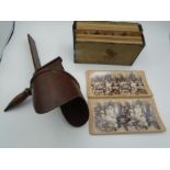 A Victorian Stereoscope viewer a/f with a collection of 36 different Stereoscopic cards all late