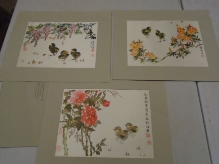 silk prints, reproduced from water colour artist Chein-ying Chang from 'family circle' magazine,