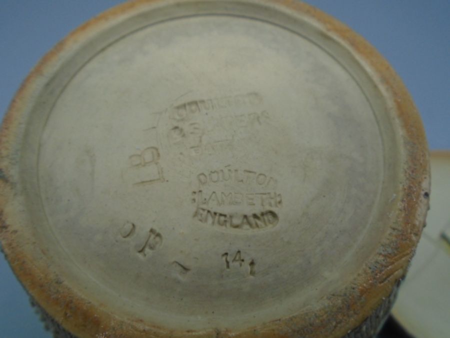 Doulton stoneware lidded pot, lid is cracked6" tall - Image 3 of 4