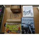 mixed books - vintage ladybird books, meccano instructions book, folder of aeroplane magazines and 2
