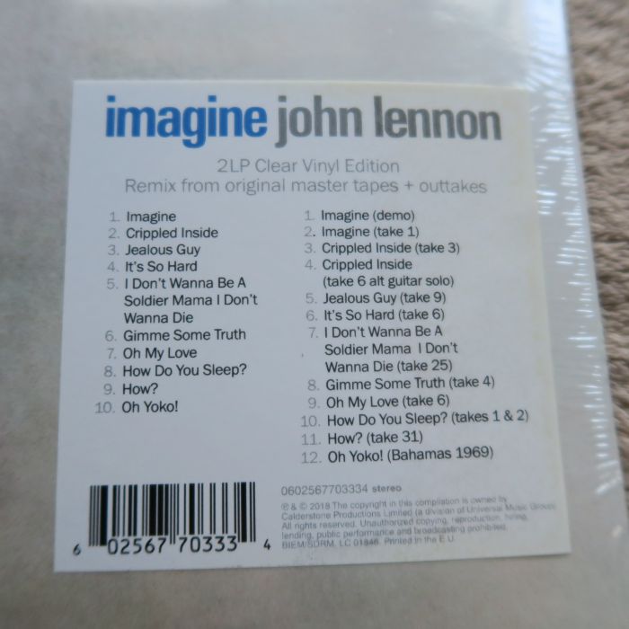 John Lennon Imagine Beatles Double Clear Vinyl Remix Still Sealed - Image 2 of 3