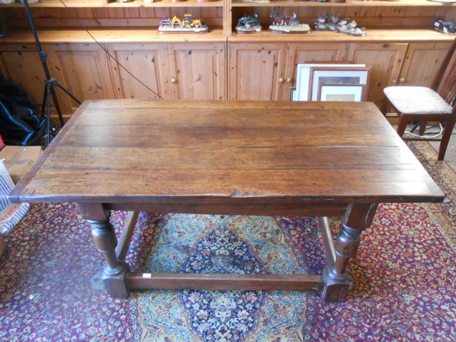 Antique Oak plank top refectory table 68 x 35 inches 29 1/2 tall