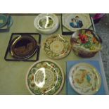 Wedgwood, Coalport etc collection of picture plates to include flowers, Peter Rabbit etc