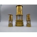Brass miners lamps, 1 large and 2 mini ones