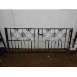 Pair of iron gates H92cm W232cm overall with posts