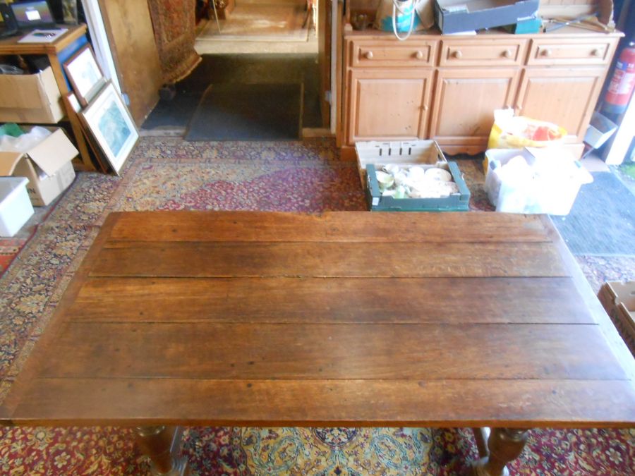 Antique Oak plank top refectory table 68 x 35 inches 29 1/2 tall - Image 3 of 5