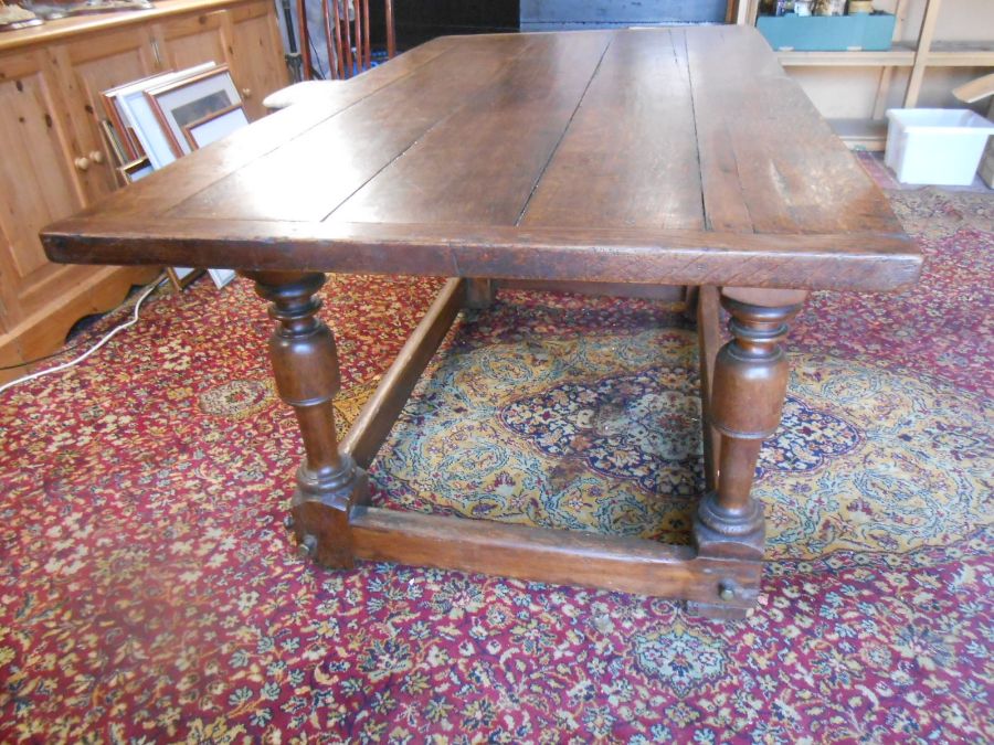Antique Oak plank top refectory table 68 x 35 inches 29 1/2 tall - Image 4 of 5