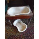 Antique bidet with ceramic/porcelain liner plus another liner