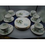 Myott ironstone ware tea set with flying duck pattern, comprising 6 cups and saucers, 6 plates and 6
