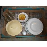 Half a stillage of china, glass, kitchenware etc