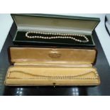 Twos sets of vintage Pearls one with Silver clasp marked 925. Both boxed