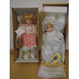 Knightsbridge collection porcelain doll 'Ursula' and House of Berkeley porcelain doll 'Anne'