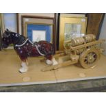 china horse and cart (horse 30cm long)