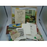 A box of ephemera relating to the Wright family, includes letters, mementoes from travels to various