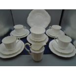 Vintage Paladin Fenton Hughes part tea set, white with gilt edge comprising 1 cake serving plate,