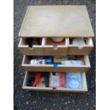Wooden tool chest with tools