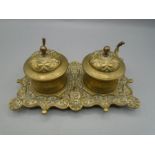 brass desk double inkwell