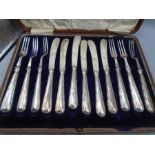 Silver handled fruit knife and fork set