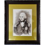 Horatio Lord Nelson, black and white portrait , framed 38 x 47cm